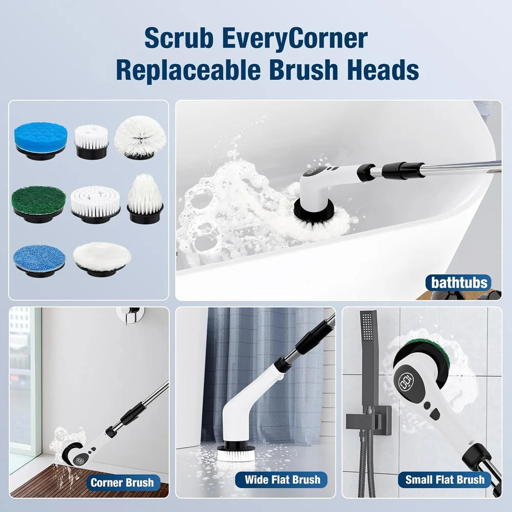 9-in-1 Electric Cleaning Brush - Replaceable Brush Heads